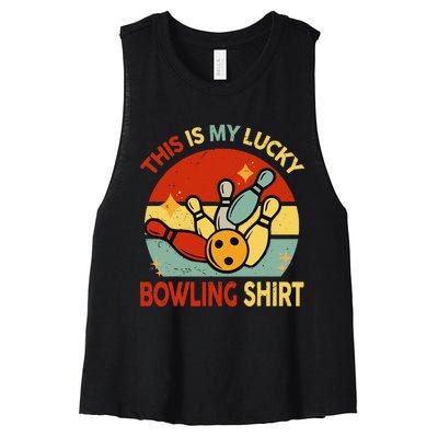 Retro This Is My Lucky Bowling Women's Racerback Cropped Tank