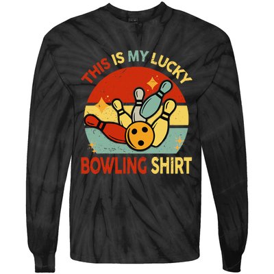 Retro This Is My Lucky Bowling Tie-Dye Long Sleeve Shirt