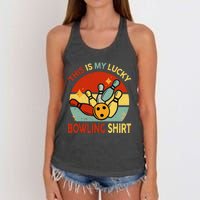 Retro This Is My Lucky Bowling Women's Knotted Racerback Tank