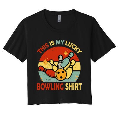 Retro This Is My Lucky Bowling Women's Crop Top Tee