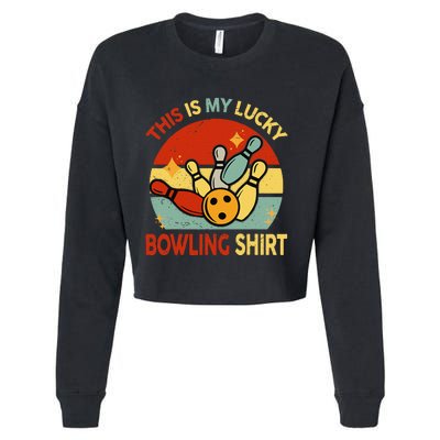 Retro This Is My Lucky Bowling Cropped Pullover Crew