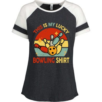 Retro This Is My Lucky Bowling Enza Ladies Jersey Colorblock Tee