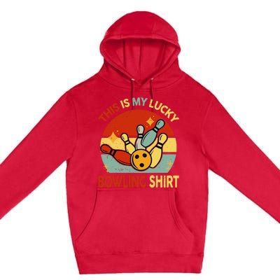 Retro This Is My Lucky Bowling Premium Pullover Hoodie