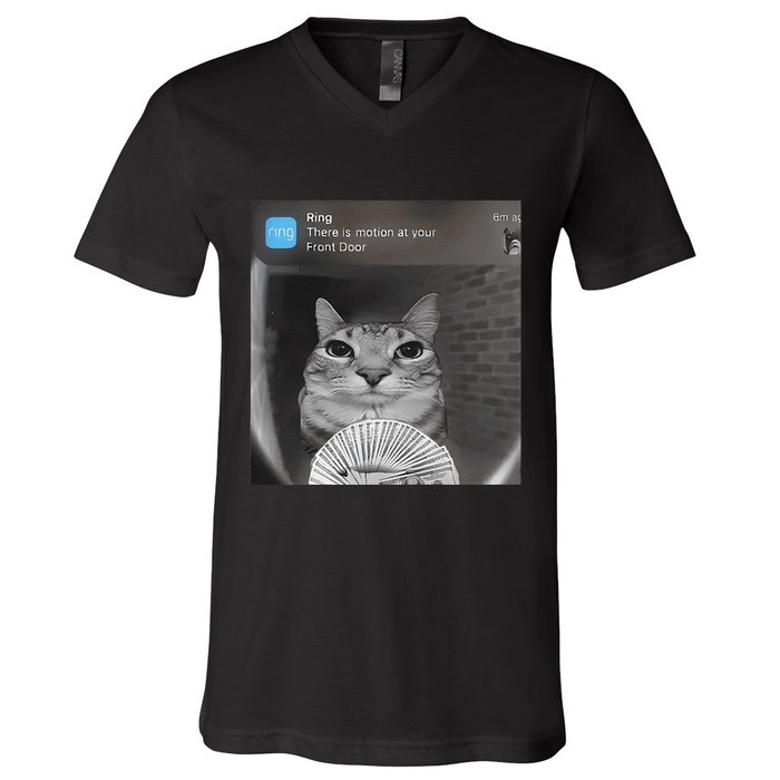 Ring There Is Motion At Your Front Door Funny V-Neck T-Shirt
