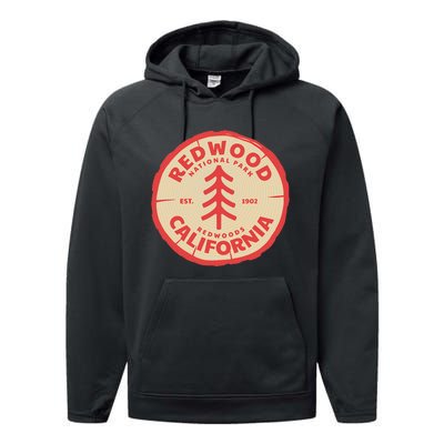 Redwood Trees In The National Forest Performance Fleece Hoodie