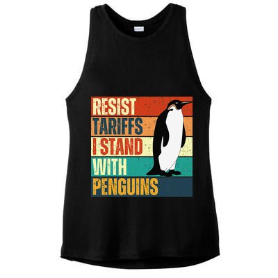 Resist Tariffs I Stand With Penguins Ladies PosiCharge Tri-Blend Wicking Tank