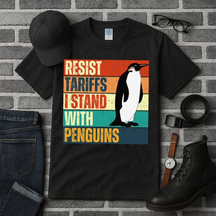Resist Tariffs I Stand With Penguins Tall T-Shirt