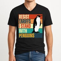 Resist Tariffs I Stand With Penguins V-Neck T-Shirt