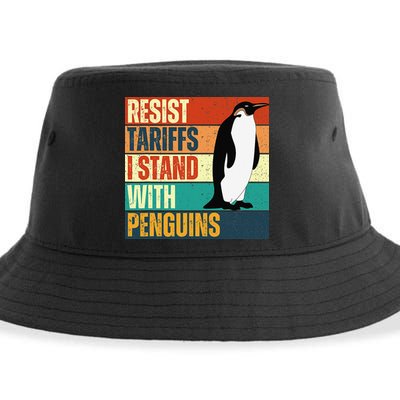 Resist Tariffs I Stand With Penguins Sustainable Bucket Hat