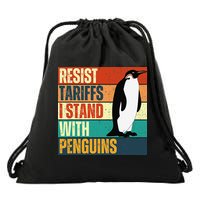Resist Tariffs I Stand With Penguins Drawstring Bag