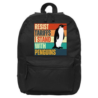 Resist Tariffs I Stand With Penguins 16 in Basic Backpack