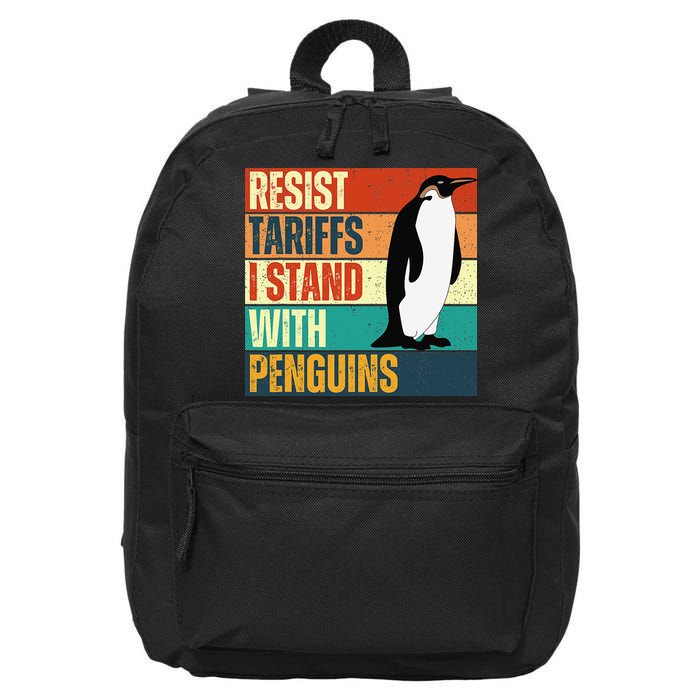 Resist Tariffs I Stand With Penguins 16 in Basic Backpack