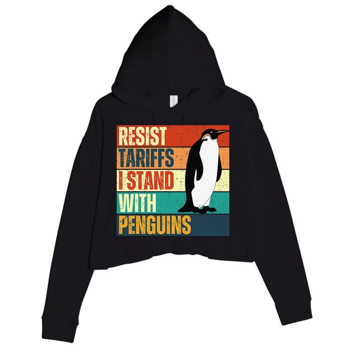 Resist Tariffs I Stand With Penguins Crop Fleece Hoodie