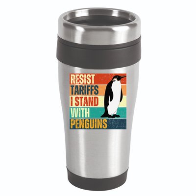 Resist Tariffs I Stand With Penguins 16oz Travel Tumbler