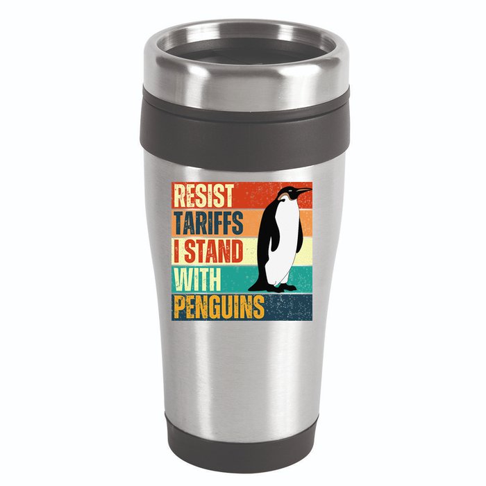 Resist Tariffs I Stand With Penguins 16oz Travel Tumbler