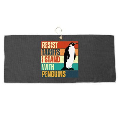 Resist Tariffs I Stand With Penguins Large Microfiber Waffle Golf Towel