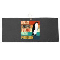 Resist Tariffs I Stand With Penguins Large Microfiber Waffle Golf Towel