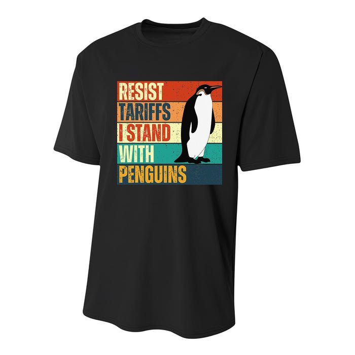Resist Tariffs I Stand With Penguins Youth Performance Sprint T-Shirt