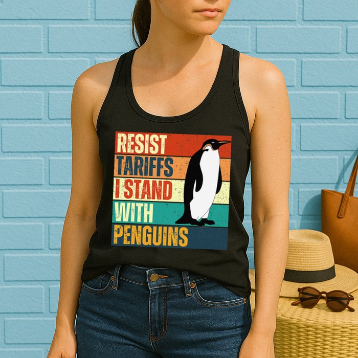 Resist Tariffs I Stand With Penguins Womens Tank Top
