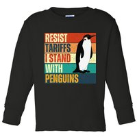 Resist Tariffs I Stand With Penguins Toddler Long Sleeve Shirt