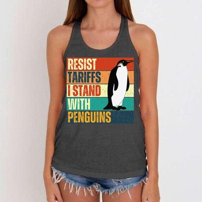 Resist Tariffs I Stand With Penguins Women's Knotted Racerback Tank