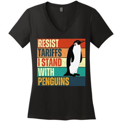 Resist Tariffs I Stand With Penguins Women's V-Neck T-Shirt