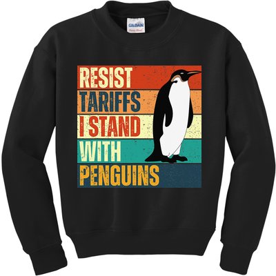Resist Tariffs I Stand With Penguins Kids Sweatshirt
