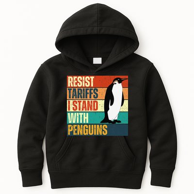 Resist Tariffs I Stand With Penguins Kids Hoodie