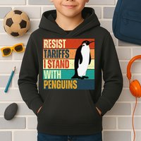 Resist Tariffs I Stand With Penguins Kids Hoodie