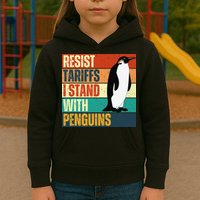 Resist Tariffs I Stand With Penguins Kids Hoodie