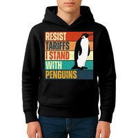 Resist Tariffs I Stand With Penguins Kids Hoodie