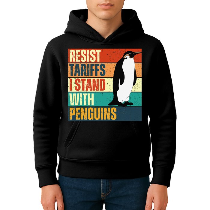 Resist Tariffs I Stand With Penguins Kids Hoodie