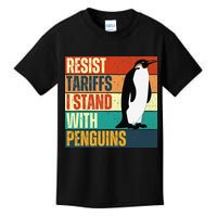 Resist Tariffs I Stand With Penguins Kids T-Shirt