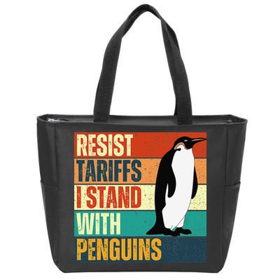 Resist Tariffs I Stand With Penguins Zip Tote Bag