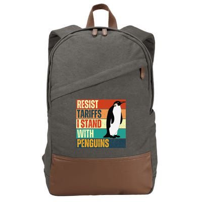 Resist Tariffs I Stand With Penguins Cotton Canvas Backpack