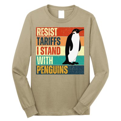Resist Tariffs I Stand With Penguins Long Sleeve Shirt