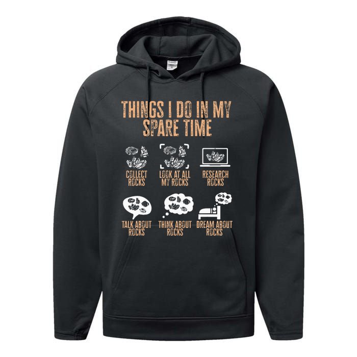 Rockhound Things I Do In My Spare Time Rock Collecting Performance Fleece Hoodie