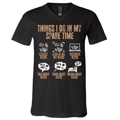 Rockhound Things I Do In My Spare Time Rock Collecting V-Neck T-Shirt