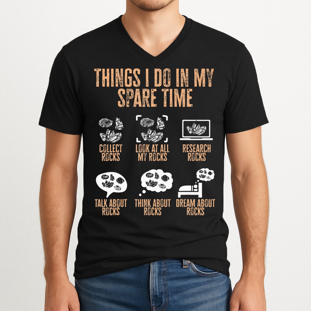 Rockhound Things I Do In My Spare Time Rock Collecting V-Neck T-Shirt