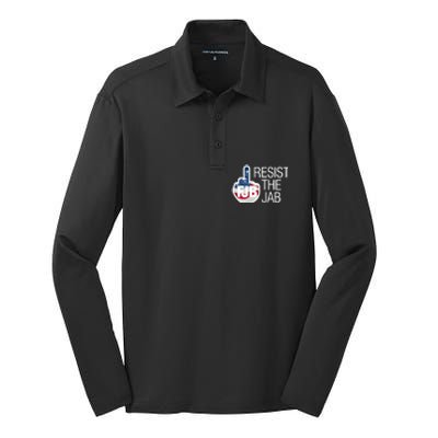 Resist The Jab Flag Logo Apparel Silk Touch Performance Long Sleeve Polo