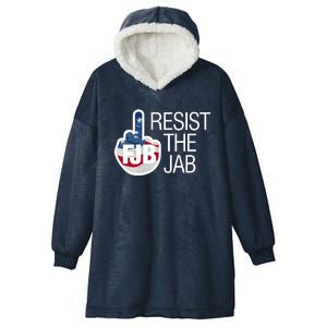 Resist The Jab Flag Logo Apparel Hooded Wearable Blanket