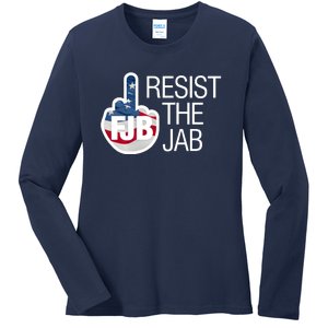 Resist The Jab Flag Logo Apparel Ladies Long Sleeve Shirt