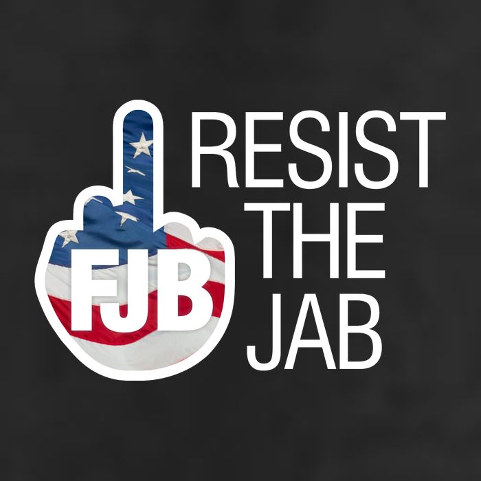 Resist The Jab Flag Logo Kitchenware 7 Panel Mesh Trucker Snapback Hat
