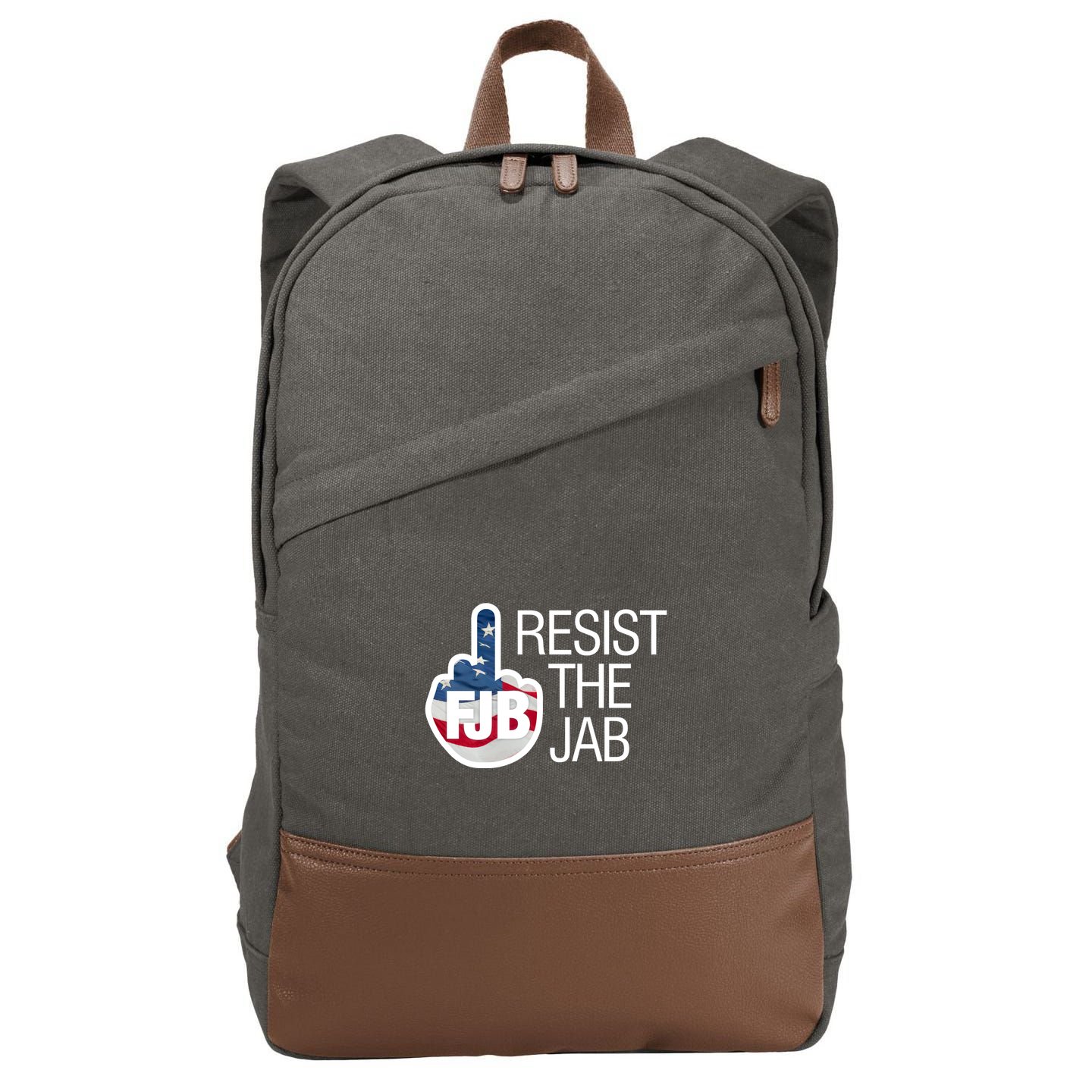 Resist The Jab Flag Logo Kitchenware Cotton Canvas Backpack