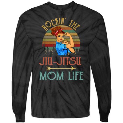 Rockin The Jiu Jitsu Mom Life Funny Gift For Mom Tie-Dye Long Sleeve Shirt