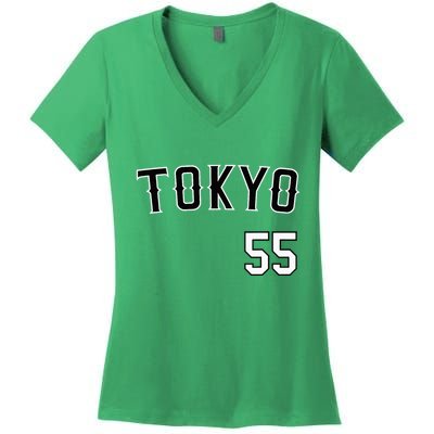Retro Tokyo Japan Baseball Nippon Soccer Jersey Women's V-Neck T-Shirt