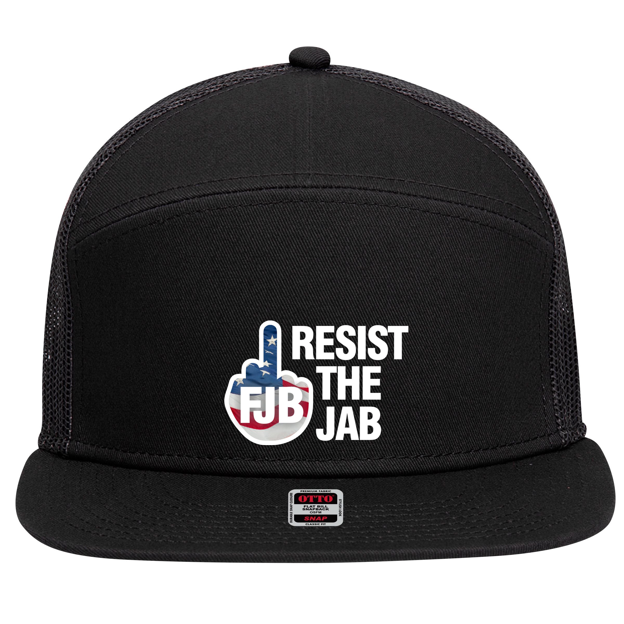 Resist The Jab Flag Logo 7 Panel Mesh Trucker Snapback Hat