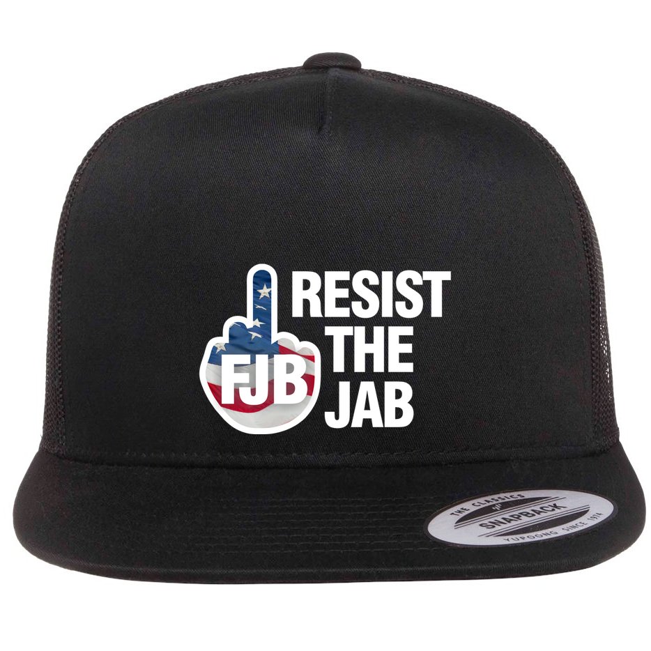 Resist The Jab Flag Logo Flat Bill Trucker Hat