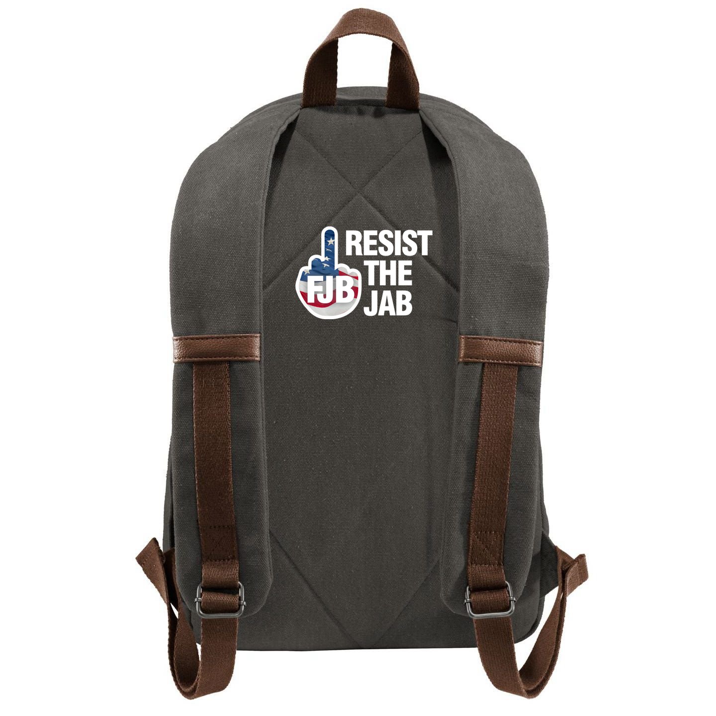 Resist The Jab Flag Logo Cotton Canvas Backpack