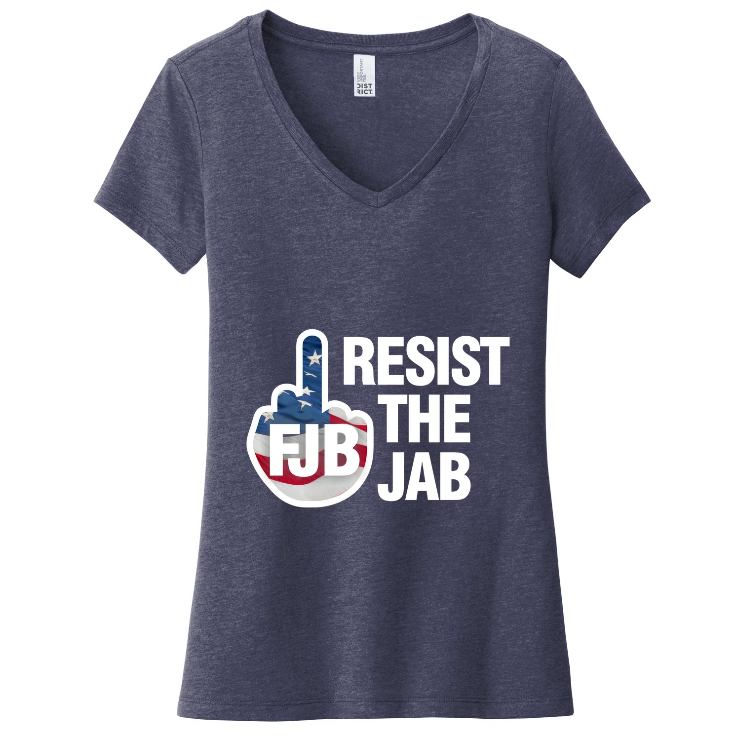Resist The Jab Flag Logo Women's V-Neck T-Shirt